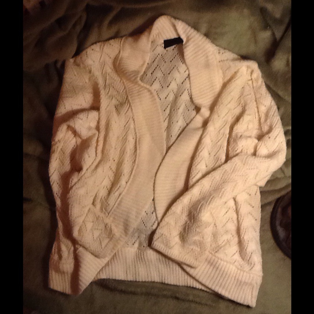 Off White Open Front Cardigan
